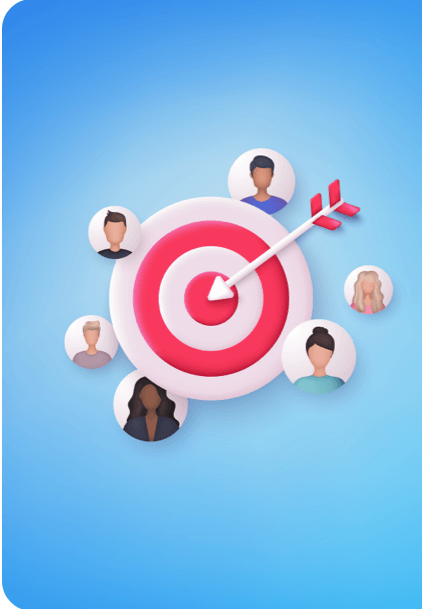 A group of people with an arrow in the center of a target.