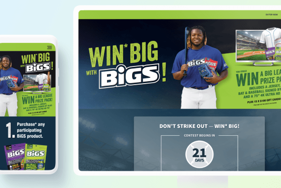 Interactive streaming website for BIGS Sunflower Seeds.